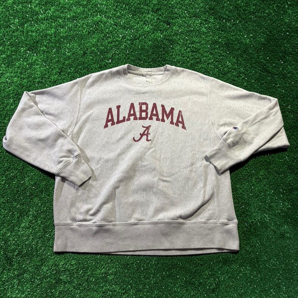 Champion Reverse Weave Alabama Crimson Tide Crewneck Sweatshirt Large Gray
